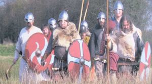 'Dark Age' re-enactment enthusiasts from a film at Stoke Musuem 