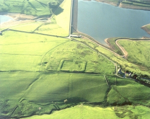 Aerial photo of Castleshaw Roman fort