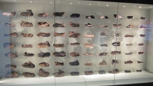 Leather sandals on display at Vindolanda Roman fort