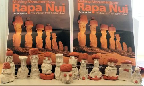 Young Archaeologists' models of the statues from Rapa Nui or Easter Island